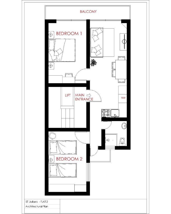 F2 - Lovely Two Bedrooms Flat Sea View, St Julians St. Julian's Exterior foto